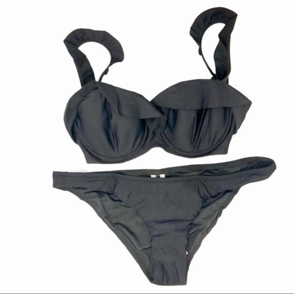 J. Crew Ruffle Underwire Ruched Lowrider Bikini NWT - Picture 4 of 6